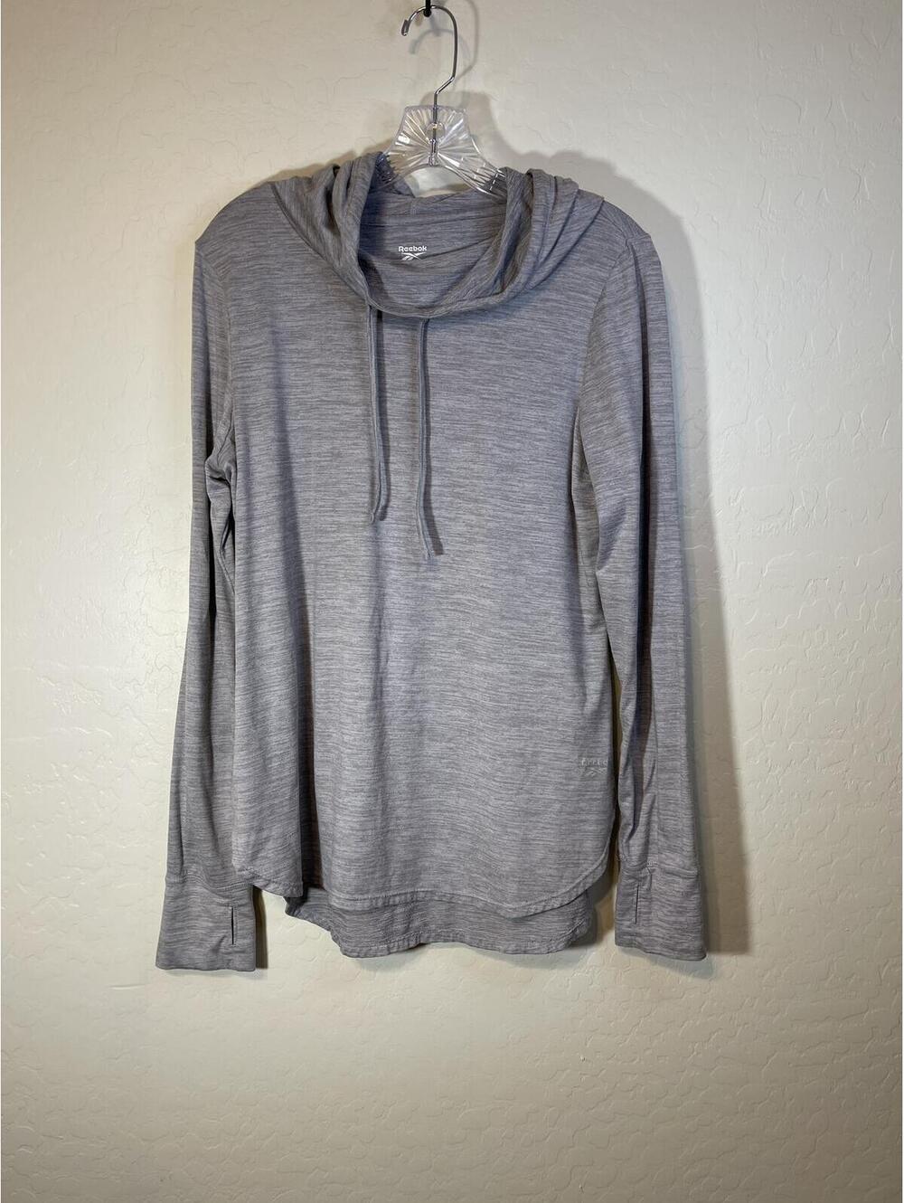 Reebok Lightweight Gray Long Sleeve Hoodie Large